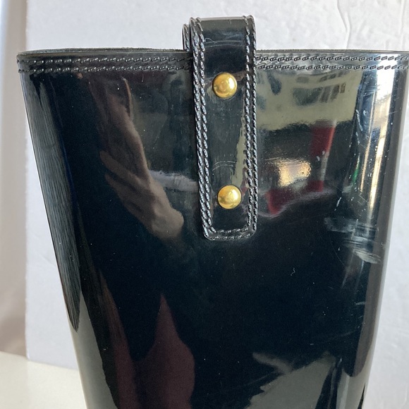 Coach Tasha Signature Gold Buckle Black Long Rain Boots Size 6M - Picture 7 of 16